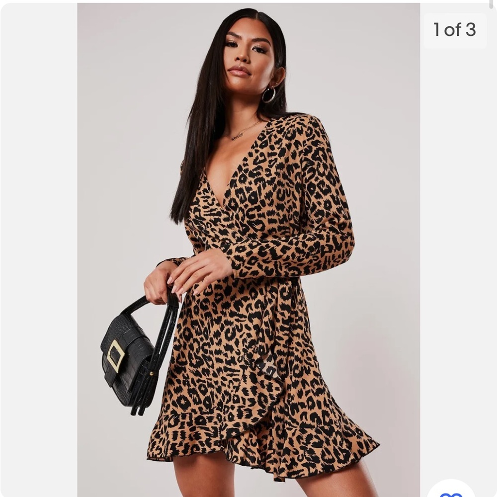 Missguided Plus Leopard Ruffle Hem Tea Dress US 16 NWT